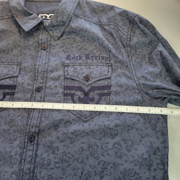 Rock Revival Mens XL Floral Button Up Long Sleeve Embroidered Western Shirt - Picture 5 of 8